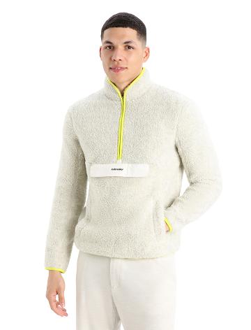 Pánské Mikiny S Kapucí Icebreaker RealFleece™ Merino High Pile Long Sleeve Half Zip Bílé | CZ 1697OKIR